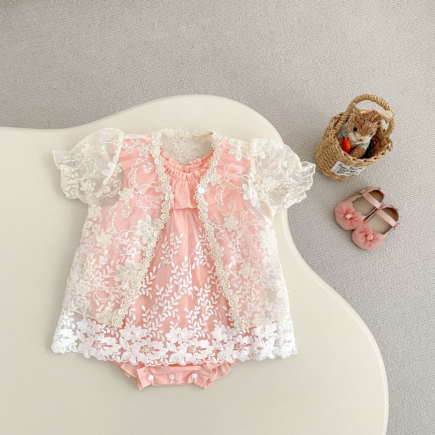 Baby Bodysuit Embroidered Soft Veil Jumpsuit