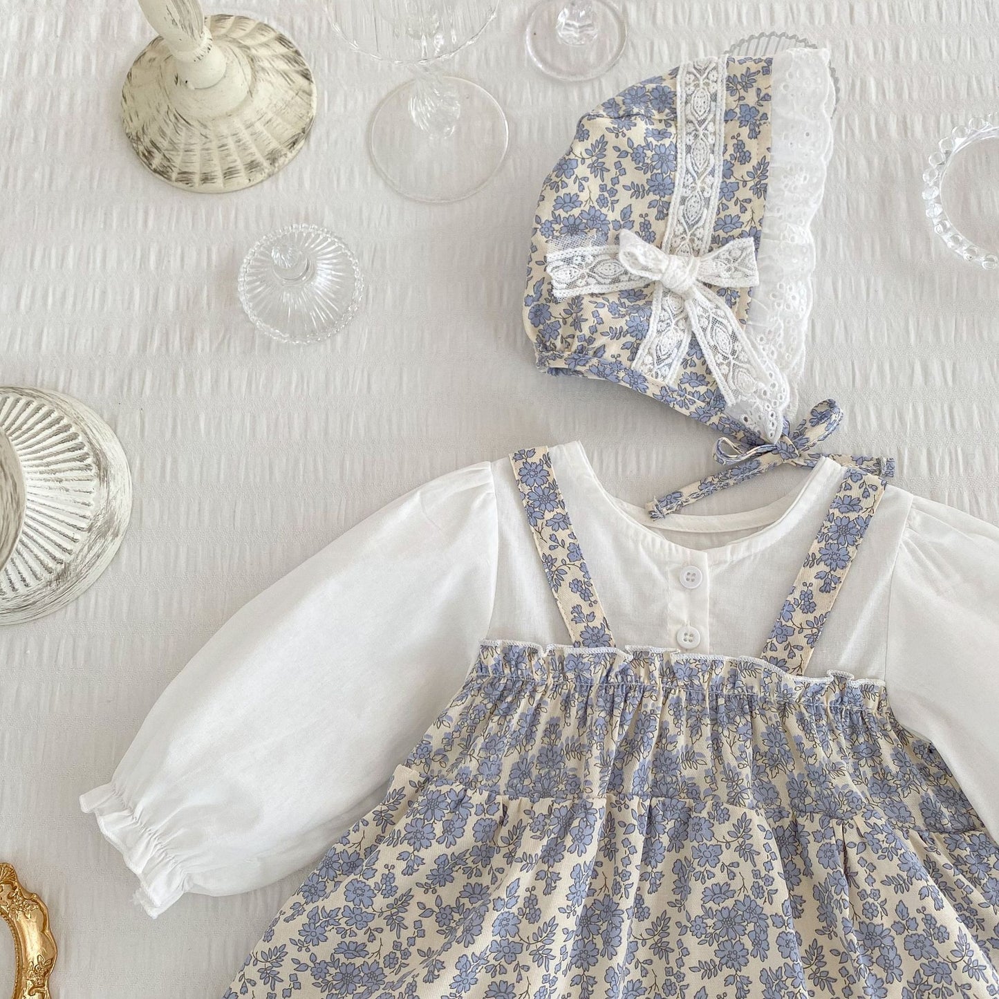 One Month Old Baby Little Floral Princess Fake Two Triangle Rompers