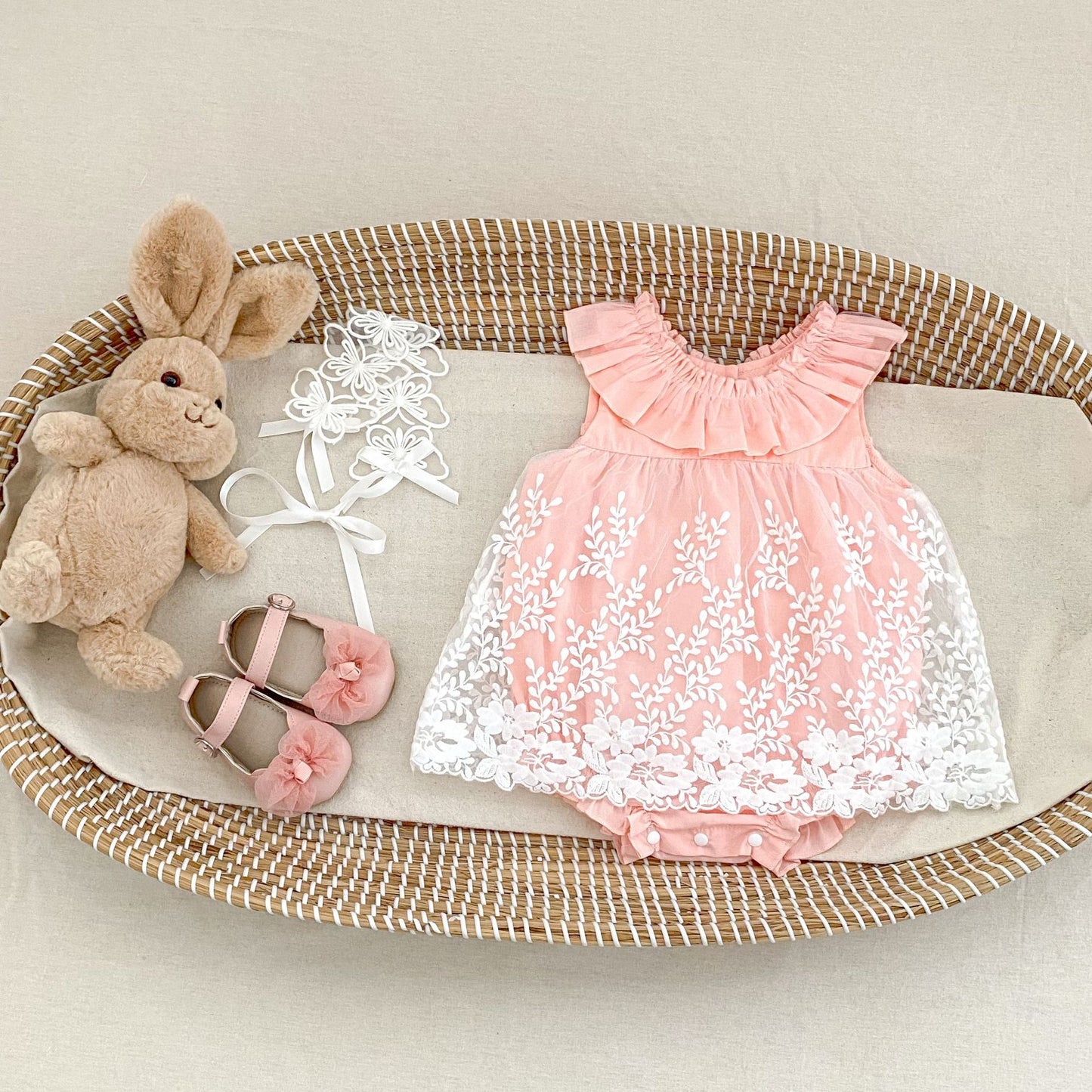 Baby Bodysuit Embroidered Soft Veil Jumpsuit