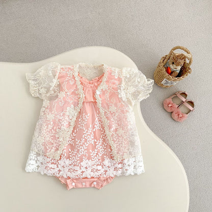 Baby Bodysuit Embroidered Soft Veil Jumpsuit