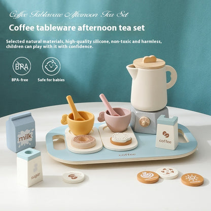 Cognitive Multifunctional Silicone Wooden Saucer Children's Coffee Tableware